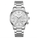 Mini Focus Men's Silver Stainless Steel Chronograph Watch - Luxury Quartz Wristwatch with Date Display