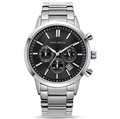 Mini Focus Men's Silver Stainless Steel Chronograph Watch - Luxury Business Wristwatch with Black Dial and Date