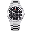 Mini Focus Men's Executive Black Watch - Silver Stainless Steel Chronograph