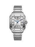 IBSO Luxury Santos Edition Watch - Square Roman Dial Silver Stainless Steel for Men