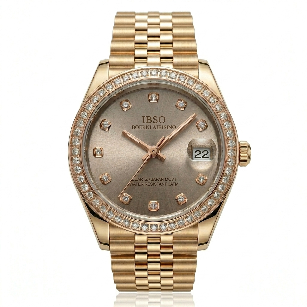 IBSO Rose Gold Luxury Crystal Watch for Women