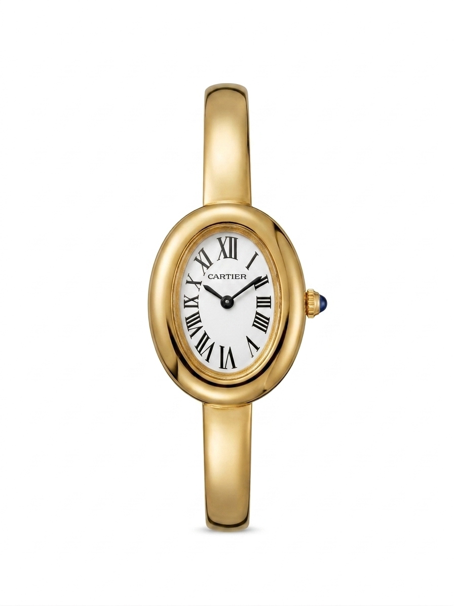 Luxury Gold Oval Bangle Watch – Vintage Roman Dial for Women