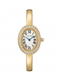 Diamond-Encrusted Luxury Gold Bangle Watch – Elegant Oval Roman Dial