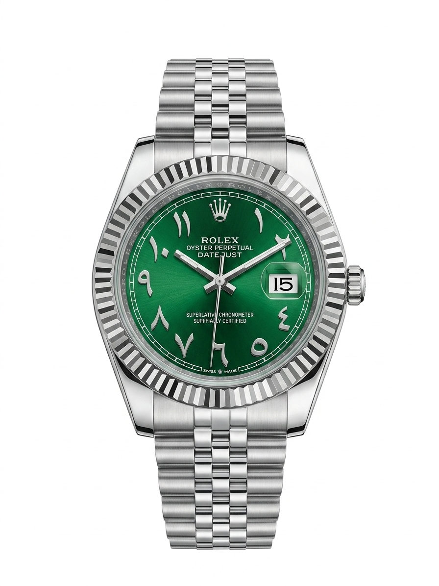 Rolex Datejust 41 - Olive Green Arabic Dial & Silver Jubilee Bracelet