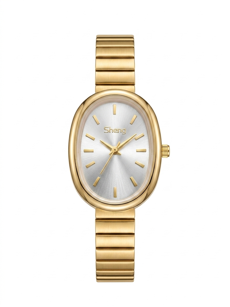 Vintage-Style Oval Gold Watch – Minimalist Sheng Collection