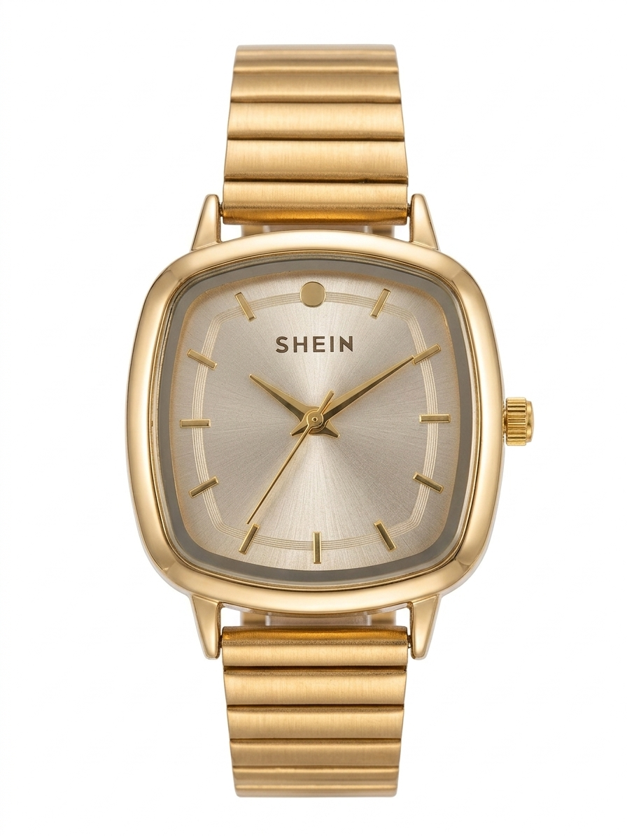 Elegant Vintage Square Gold-Tone Watch with Minimalist Dial
