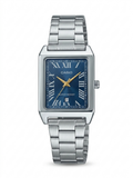 Casio LTP-V007D-2B Vintage Rectangular Watch - Deep Blue Dial & Silver Steel