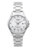 Casio Enticer Silver Watch – Classic White Dial with Arabic Numerals