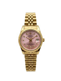 Luxury Gold Datejust Watch – Elegant Pink Sunray Dial with Diamond Hour Markers