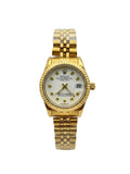 Rolex Lady-Datejust Full Gold - White Dial with Emerald Green Markers