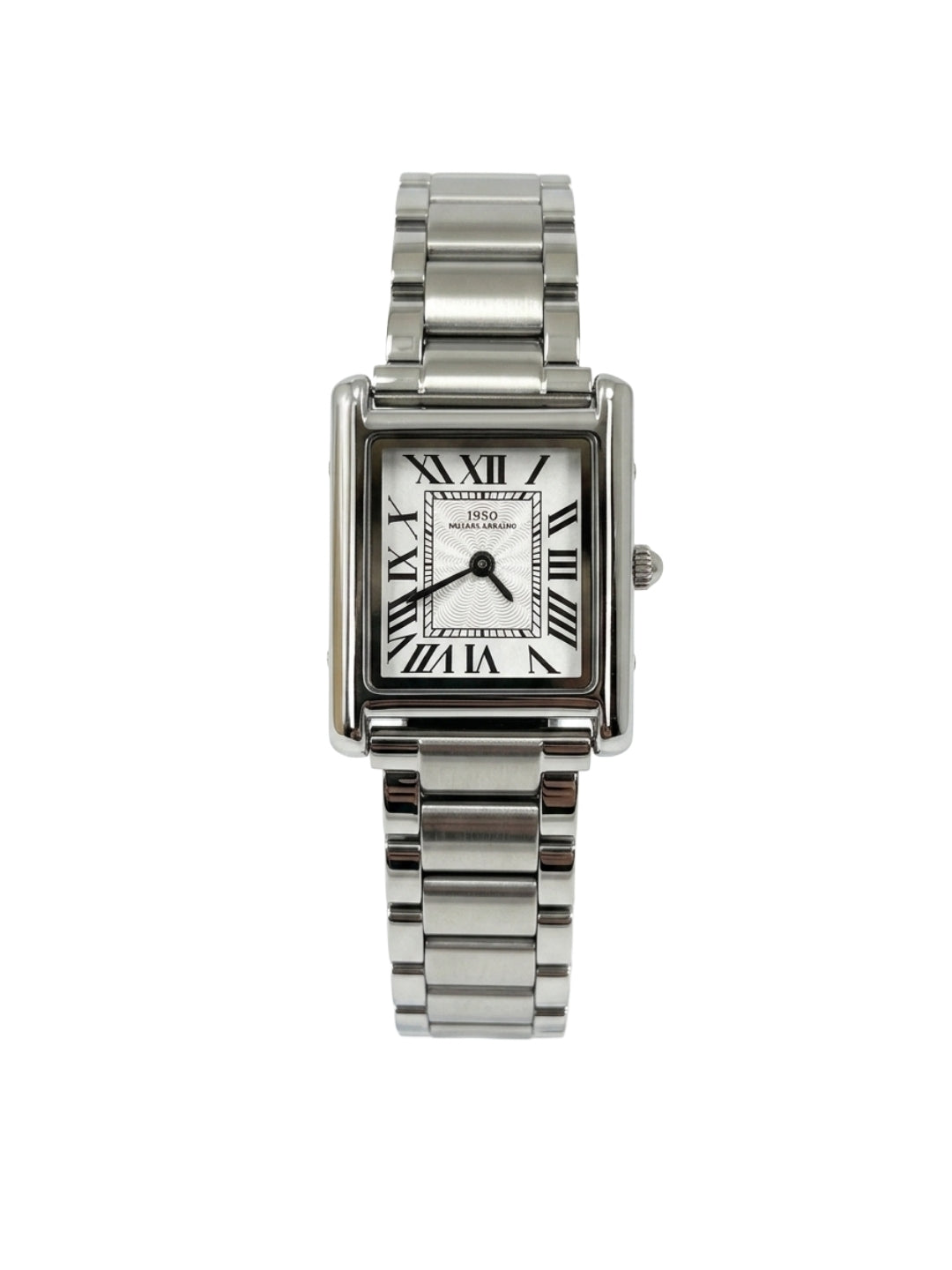 IBSO Vintage Square Quartz Watch - Silver Steel Link Bracelet