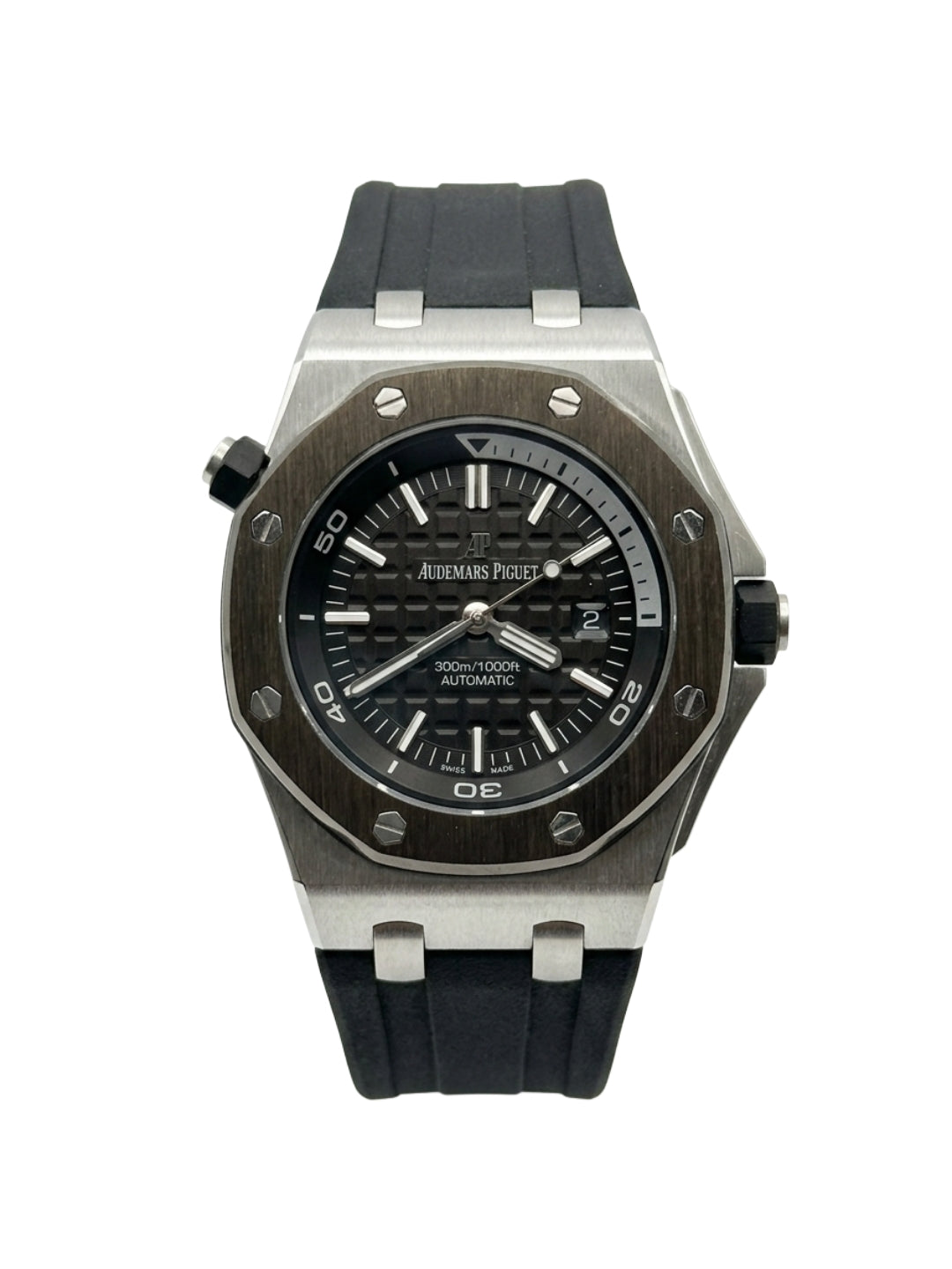 Audemars Piguet Royal Oak Offshore Diver - Silver Steel & Black Rubber Strap Watch