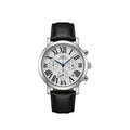 Seiko Chronograph Men's Watch - White Roman Dial with Black Leather Strap