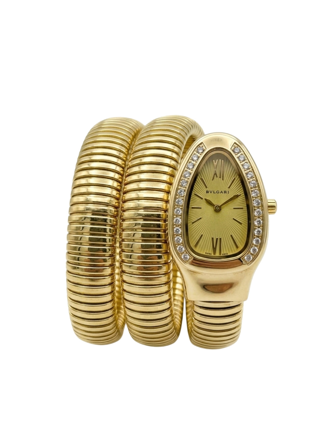 Bvlgari Serpenti Tubogas - Gold Double Spiral Watch with Diamond Bezel