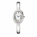 Luxury Silver Oval Bangle Watch – Elegant Roman Numeral Dial for Women