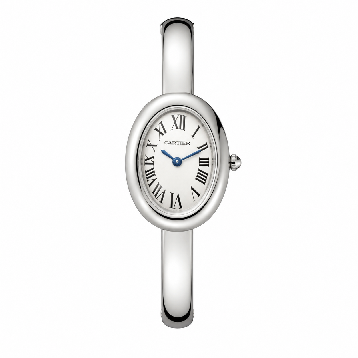 Luxury Silver Oval Bangle Watch – Elegant Roman Numeral Dial for Women